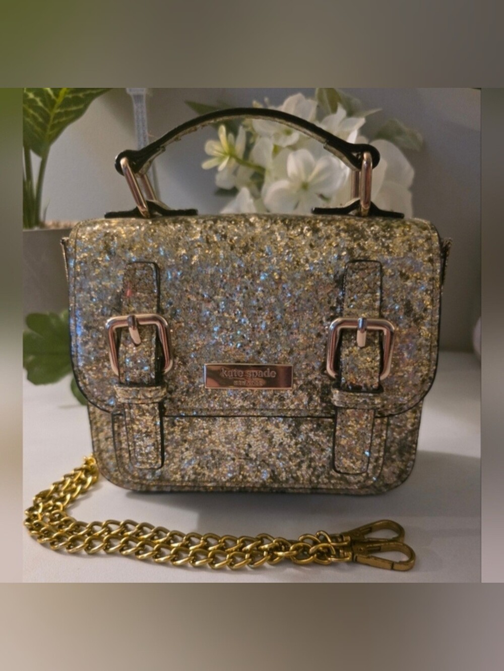 Kate Spade Glitter Crossbody Bag - Gold NEVER USED